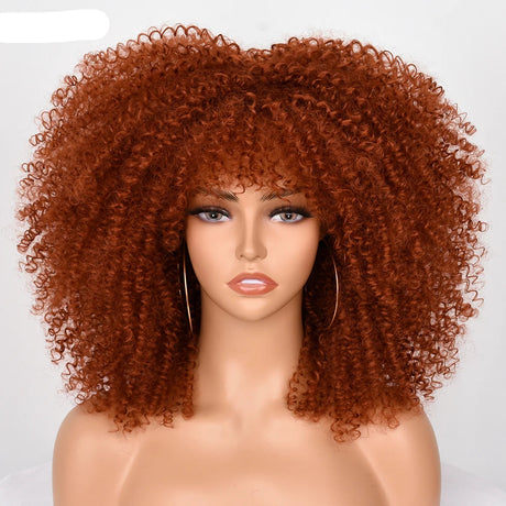 Short Afro Hair Kinky Curly Wigs orange