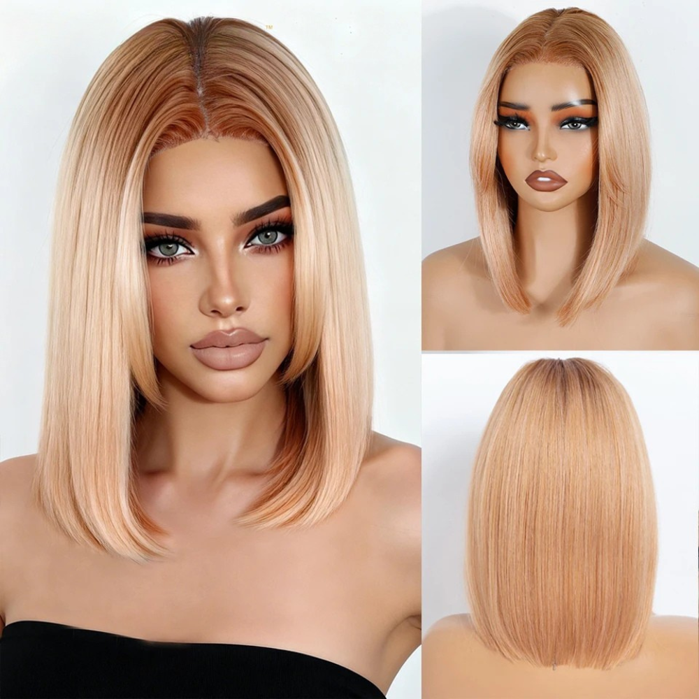 Orange Short Bob 12" Ombre Synthetic Lace Wigs