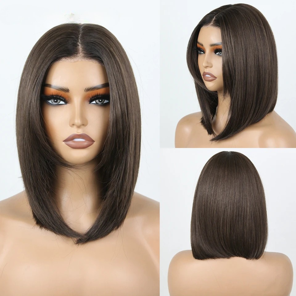 Black Short Bob 12" Ombre Synthetic Lace Wigs