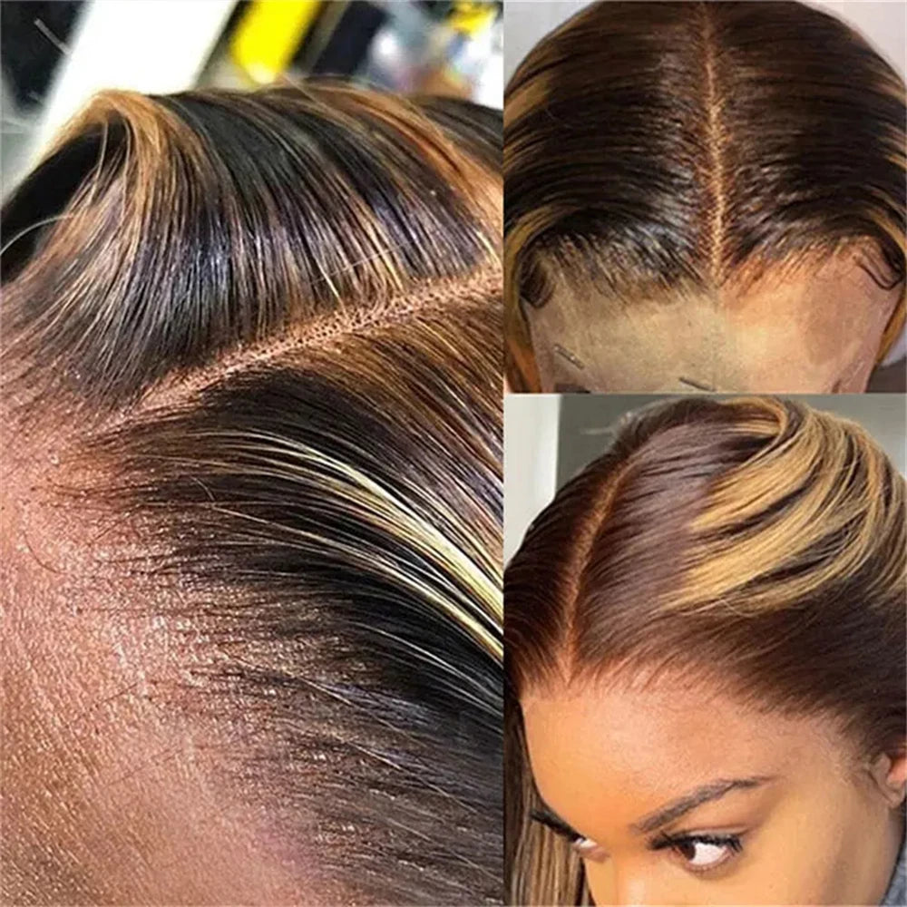 Short Bob Ombre Highlight 13x4 100% Wigs Human Hair