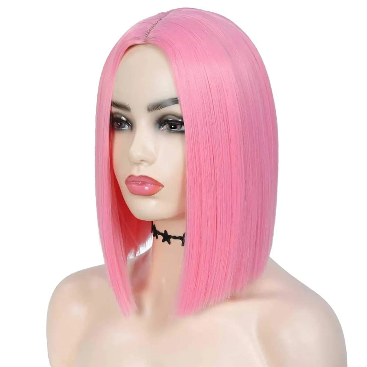 Pink Short Bob Straight Colored Synthetic Party Wig