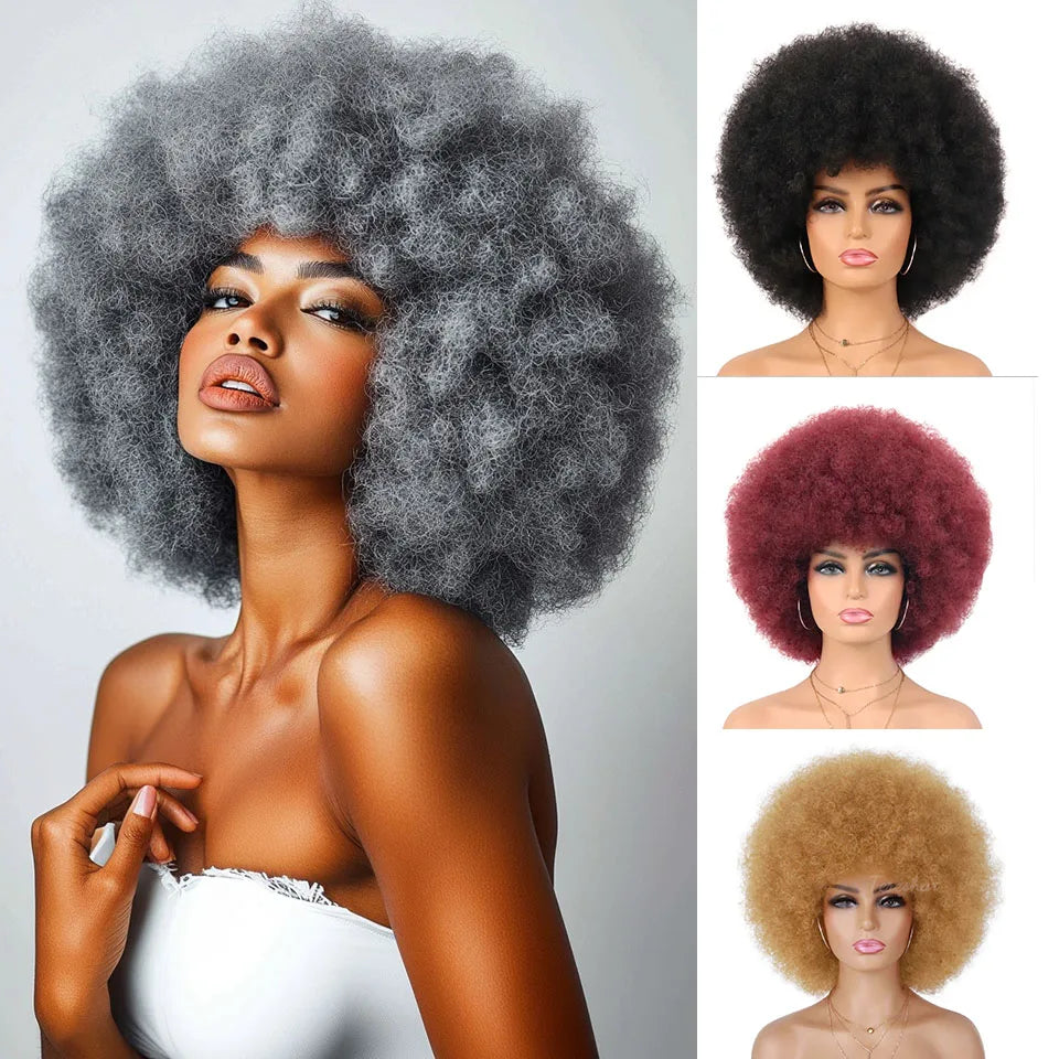 Short Curly Afro Wigs Premium Synthetic Wig