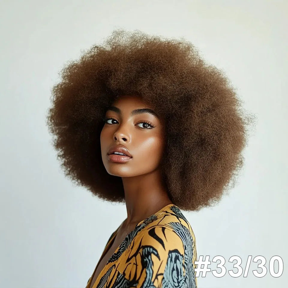Brown Short Curly Afro Wigs Premium Synthetic Wig