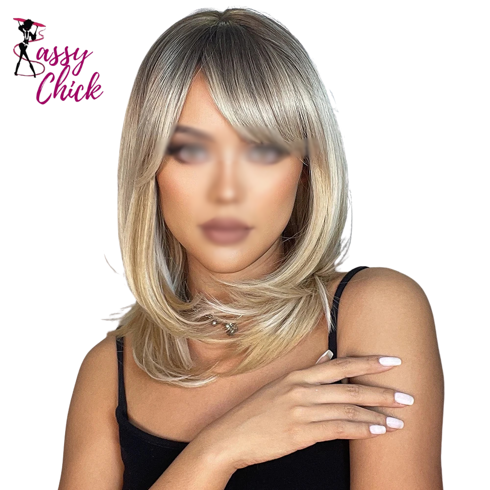 Short Shoulder Length Layered Natural Hairline Synthetic Wig Sassy Chick Logo