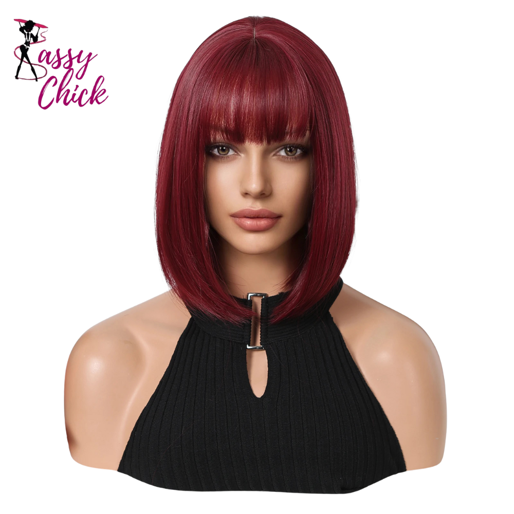 Short Straight Heat Resistant Fiber Synthetic Wigs Sassy Chick Logo