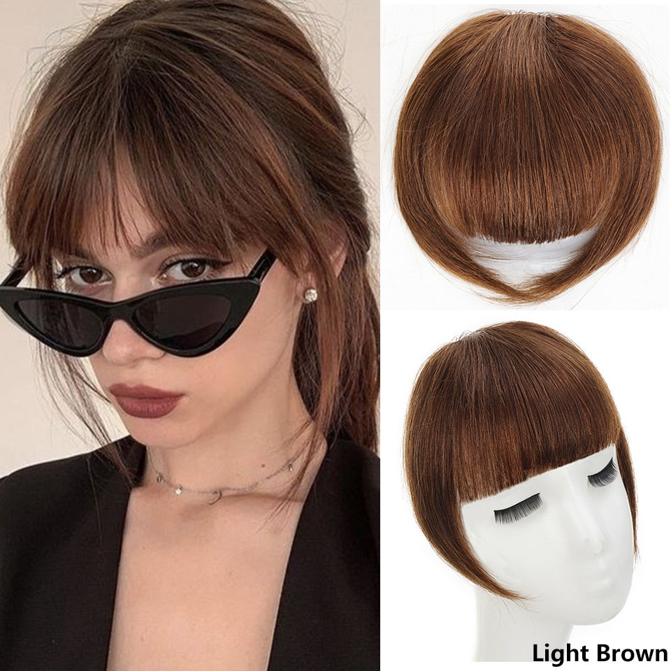 Ash Brown Side Bangs Hair Extensions Clip
