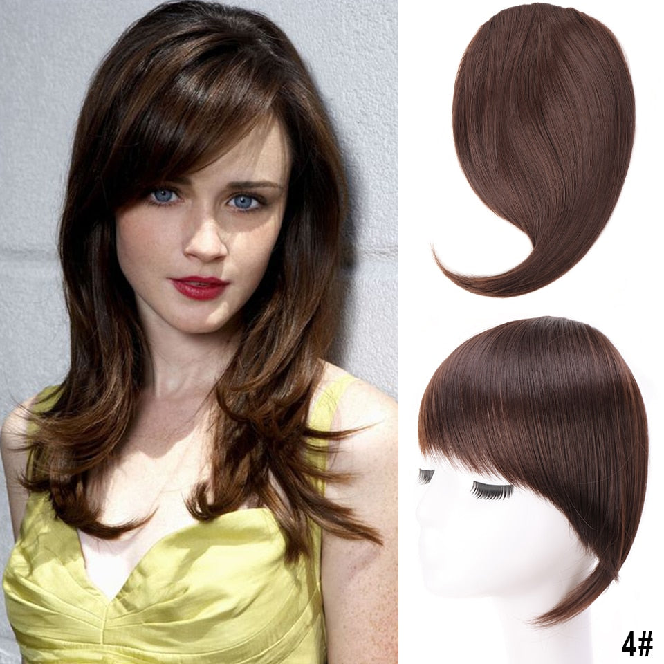 Brown Side Bangs Hair Extensions Clip