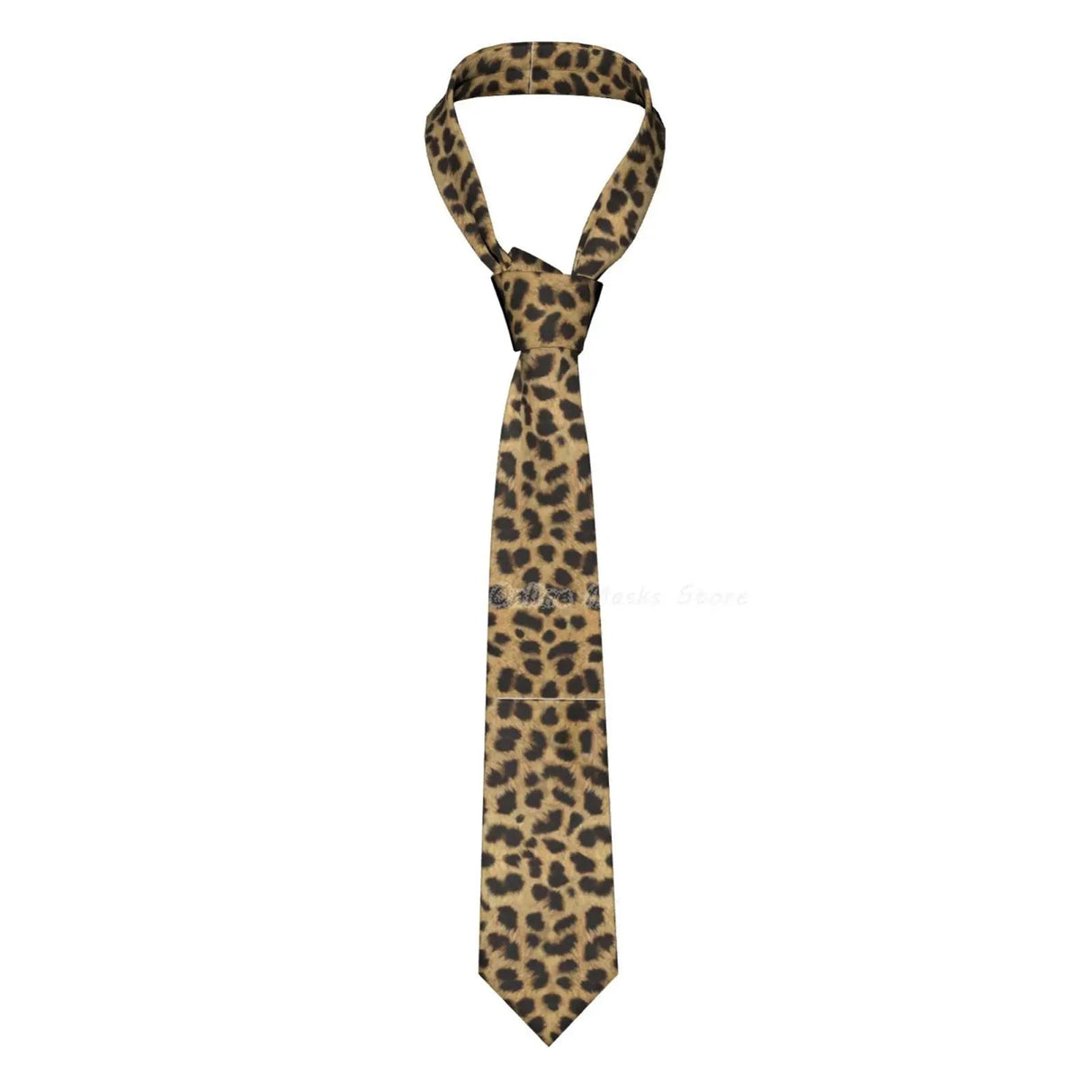 Silk Polyester Tiger King Neck Tie for Men brown