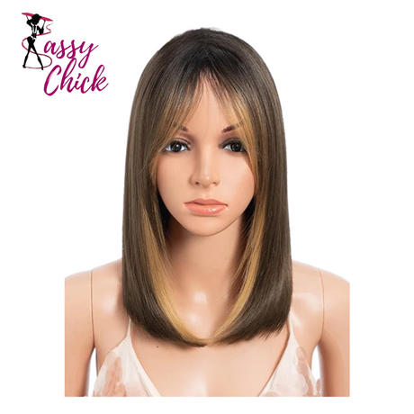 Silky Straight Synthetic Wig with Bangs Sassy Chick Logo