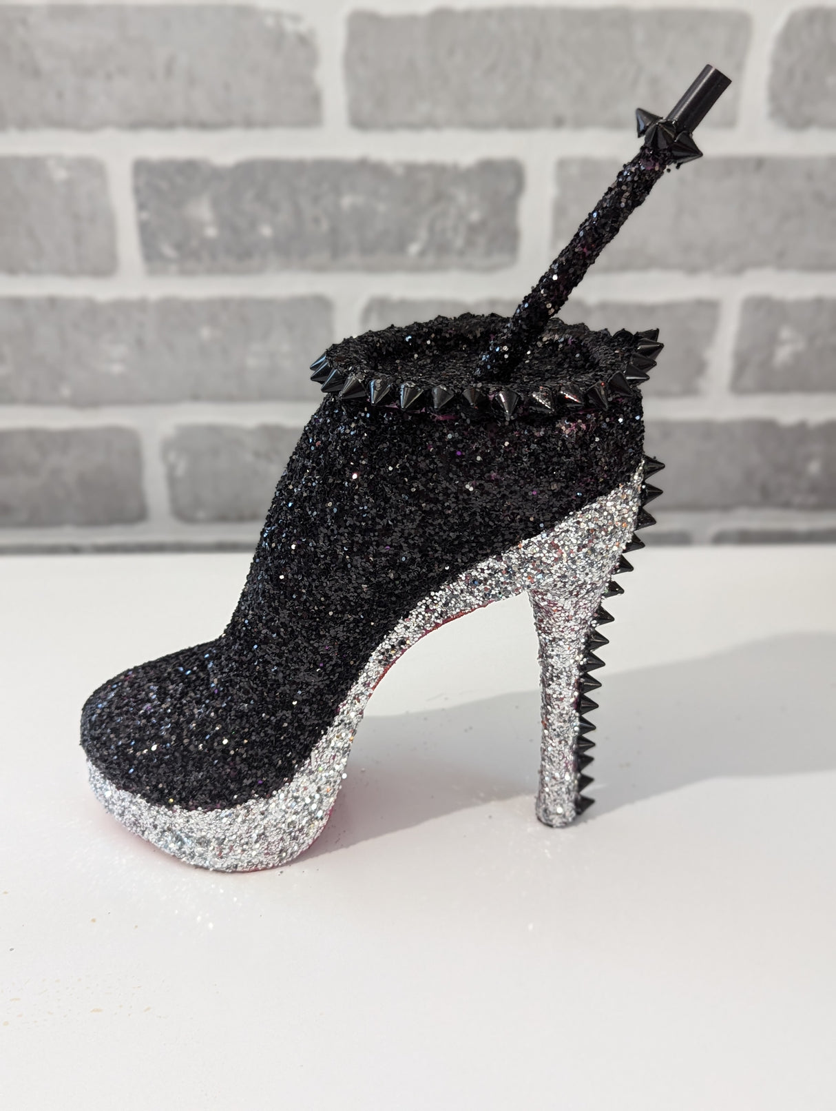 Silver Black Stiletto Heel Tumbler Cup