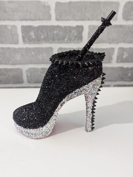 Silver Black Stiletto Heel Tumbler Cup