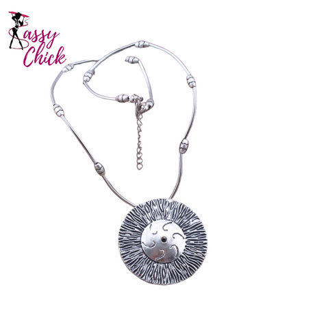 Silver Carved Necklaces Sassy Chick Logo