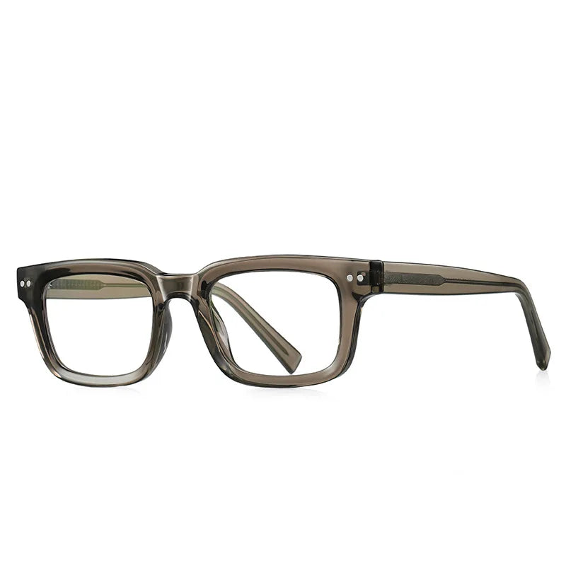 Brown Transparent Small Square Frame Anti Blue Light Rivet Glasses