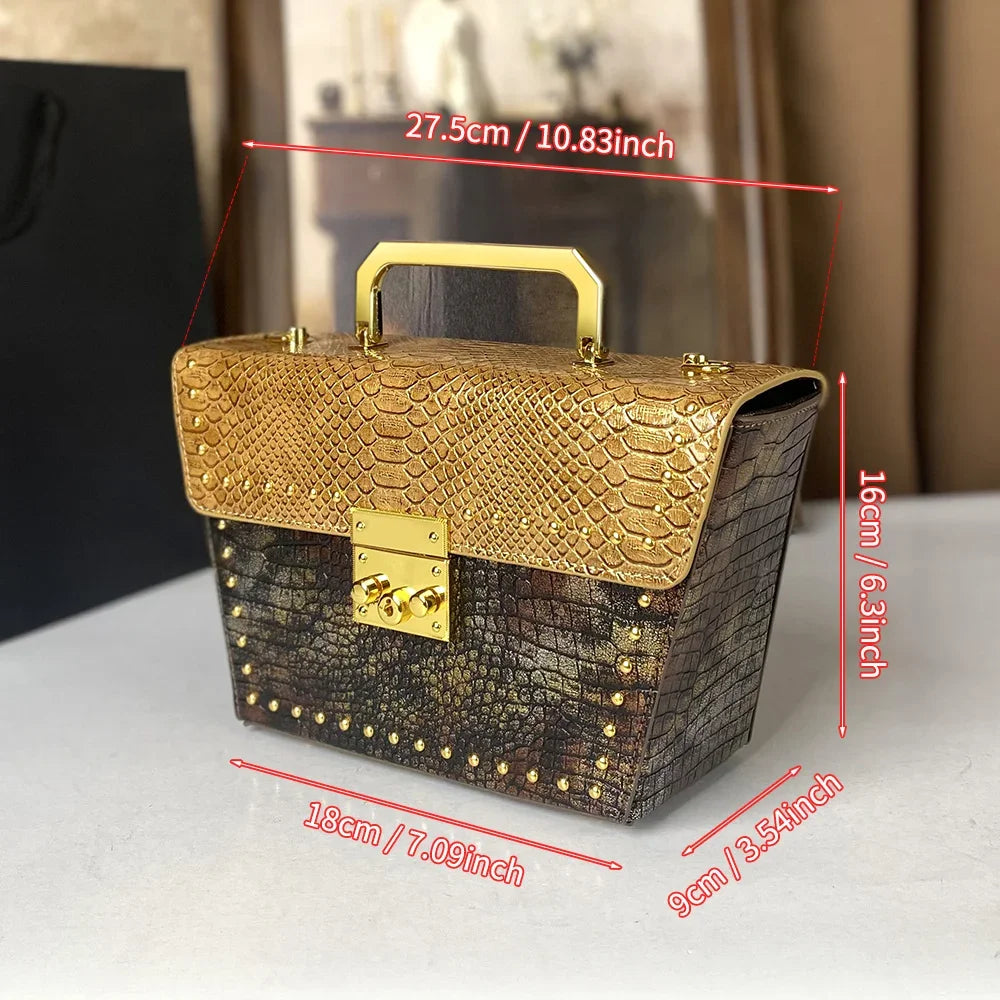 Size of Small Trendy Rivet Cross Shoulder Bag