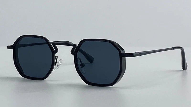 Small UV400 Polygon Metal Punk Sunglasses