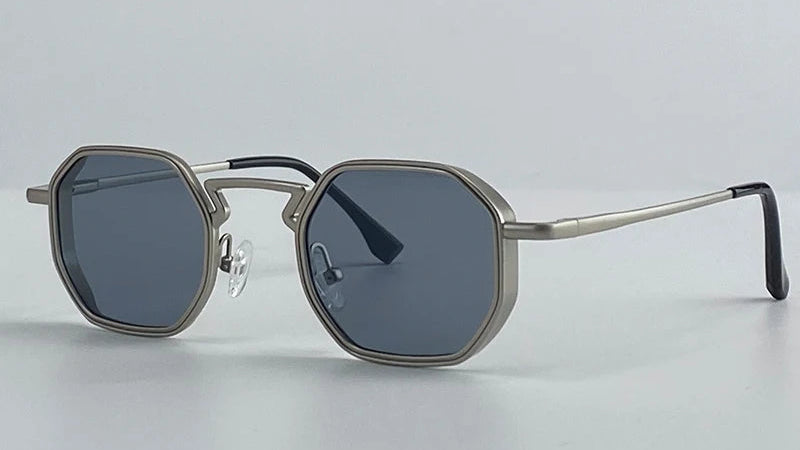 Small UV400 Polygon Metal Punk Sunglasses