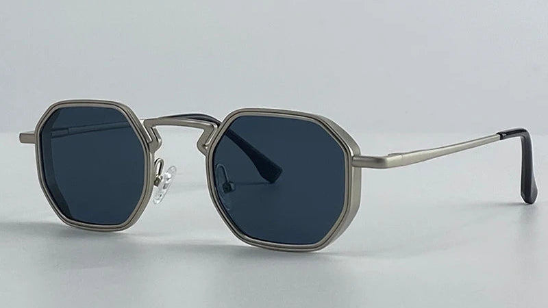 Small UV400 Polygon Metal Punk Sunglasses