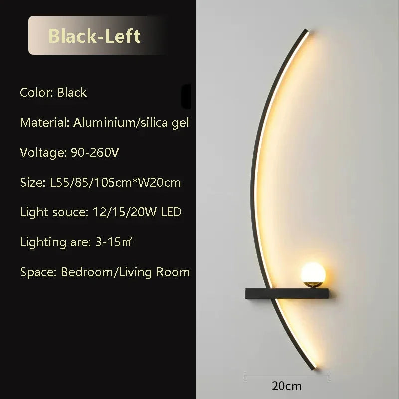 Smart LED wall lamp 55cm or 105cm with remote control and directional lighting