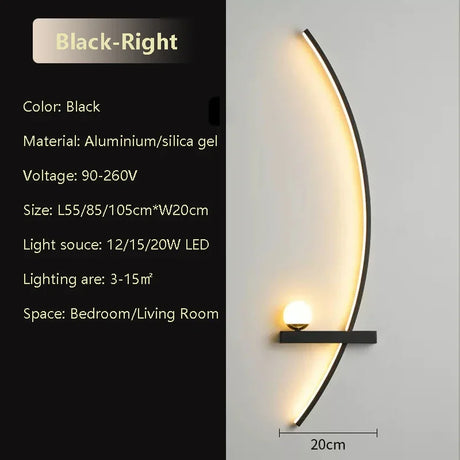 Smart LED wall lamp 55cm or 105cm with remote control and directional lighting