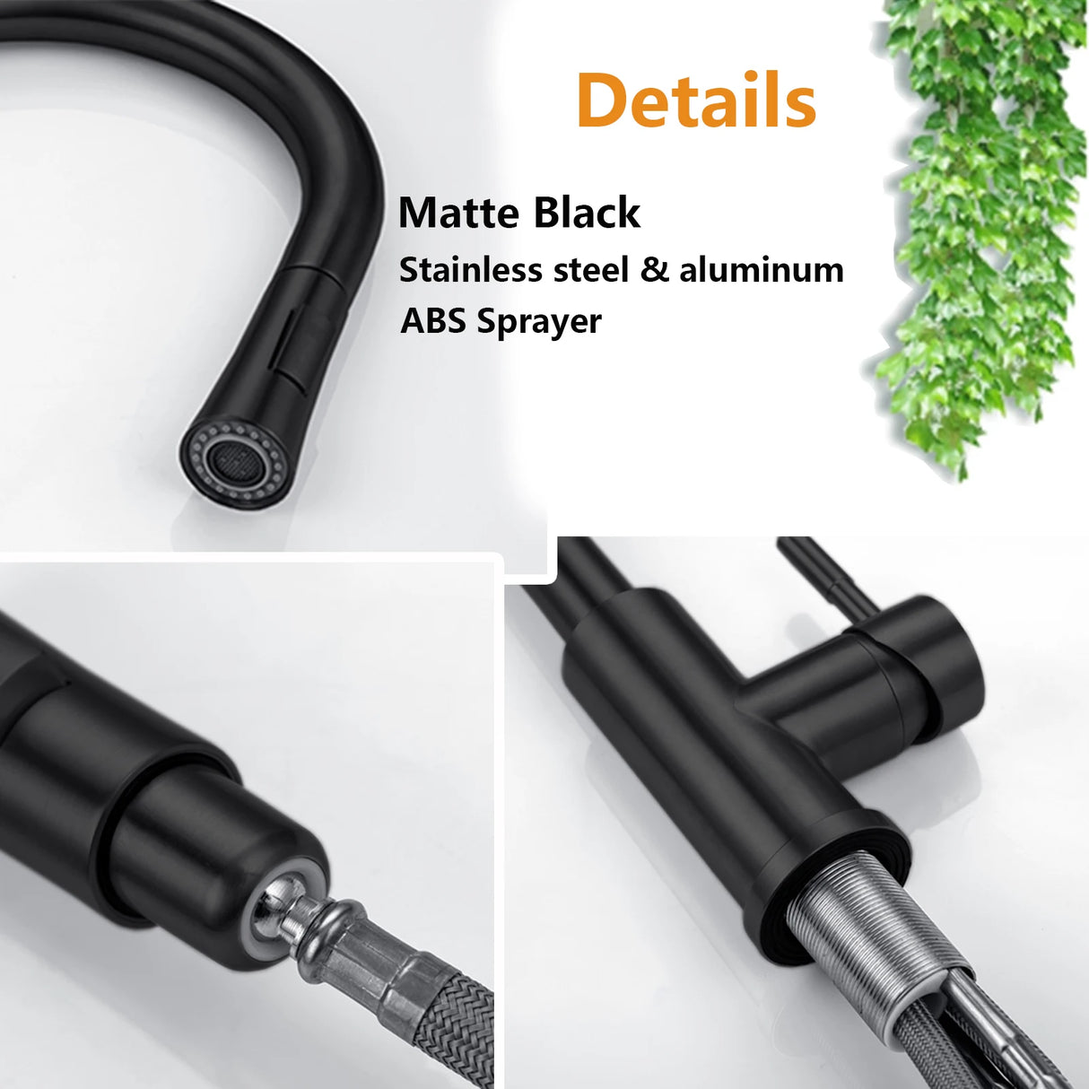 Brushed nickel pull-out kitchen faucet with smart sensor and touch control