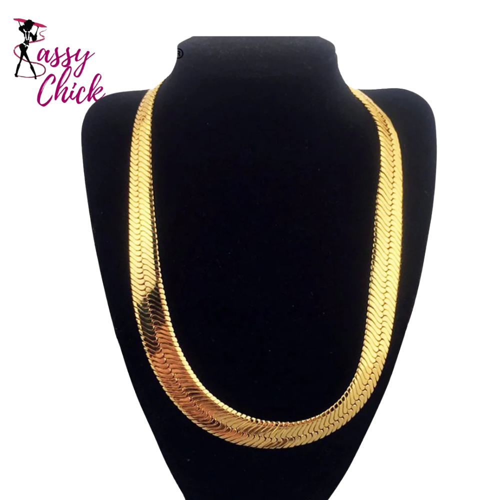 Snake Chain Golden Necklace 75CM*10MM Chunky Jewelry Sassy Chick Logo