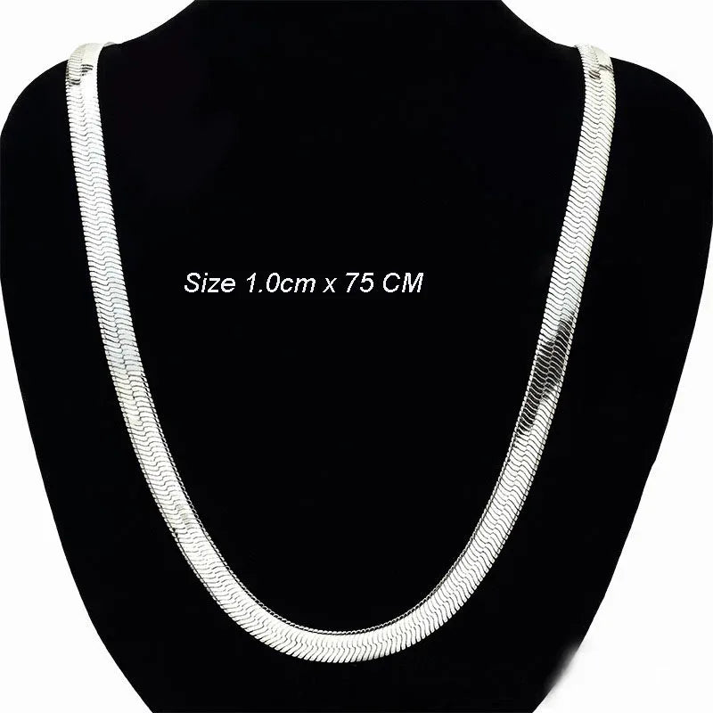 Size of Snake Chain Silver Necklace 75CM*10MM Chunky Jewelry