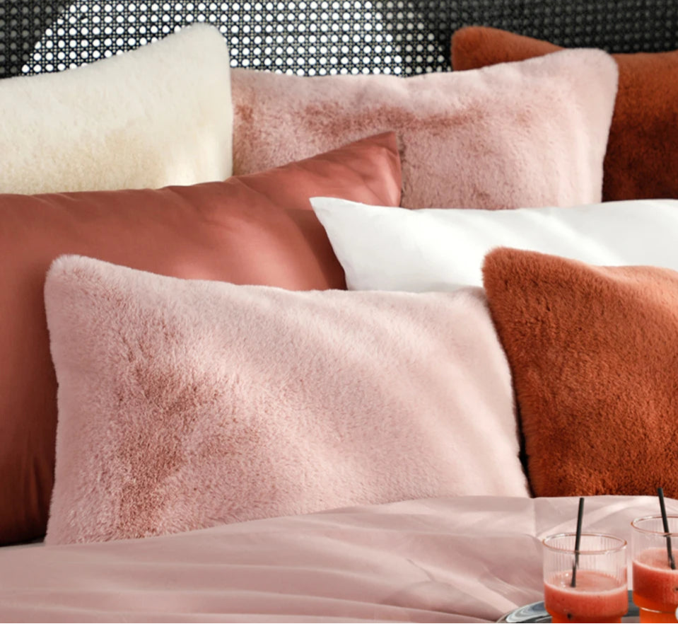 Soft fluffy faux fur throw pillow cover for home, sofa, bed, or car decor