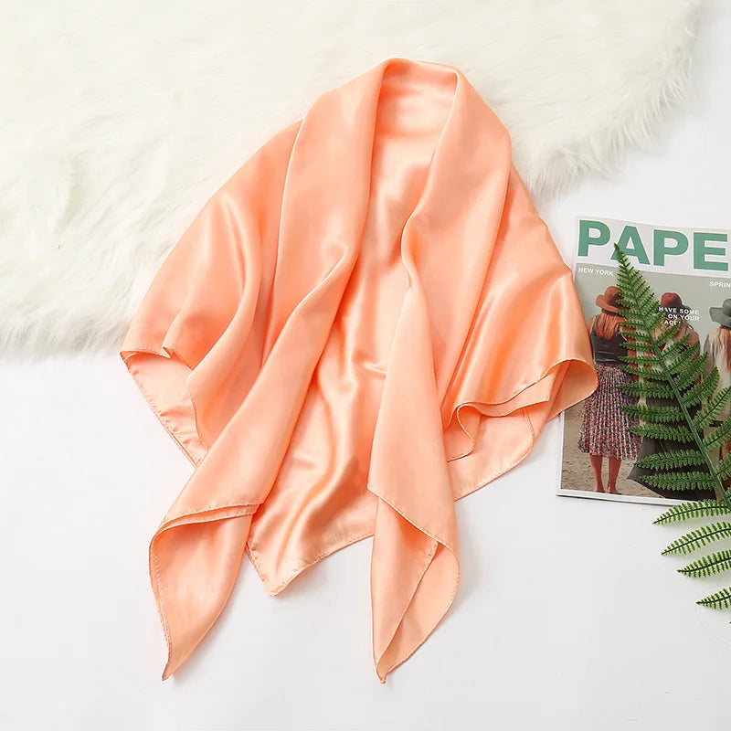 Orange Solid Colors Silk Satin Headband Scarves