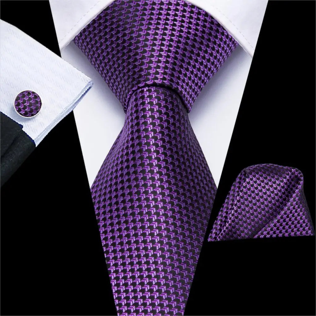 Solid Paisley Silk Purple Wedding Tie