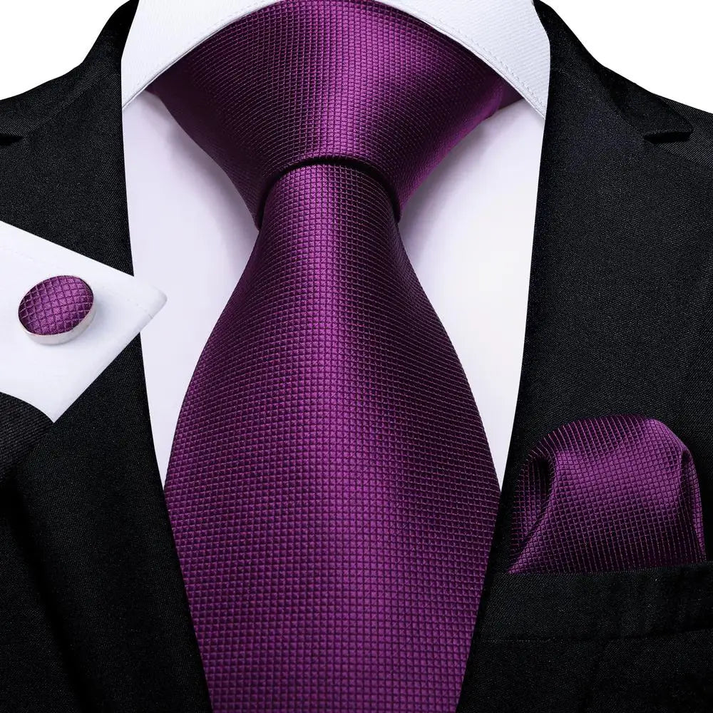 Solid Paisley Silk Purple Wedding Tie