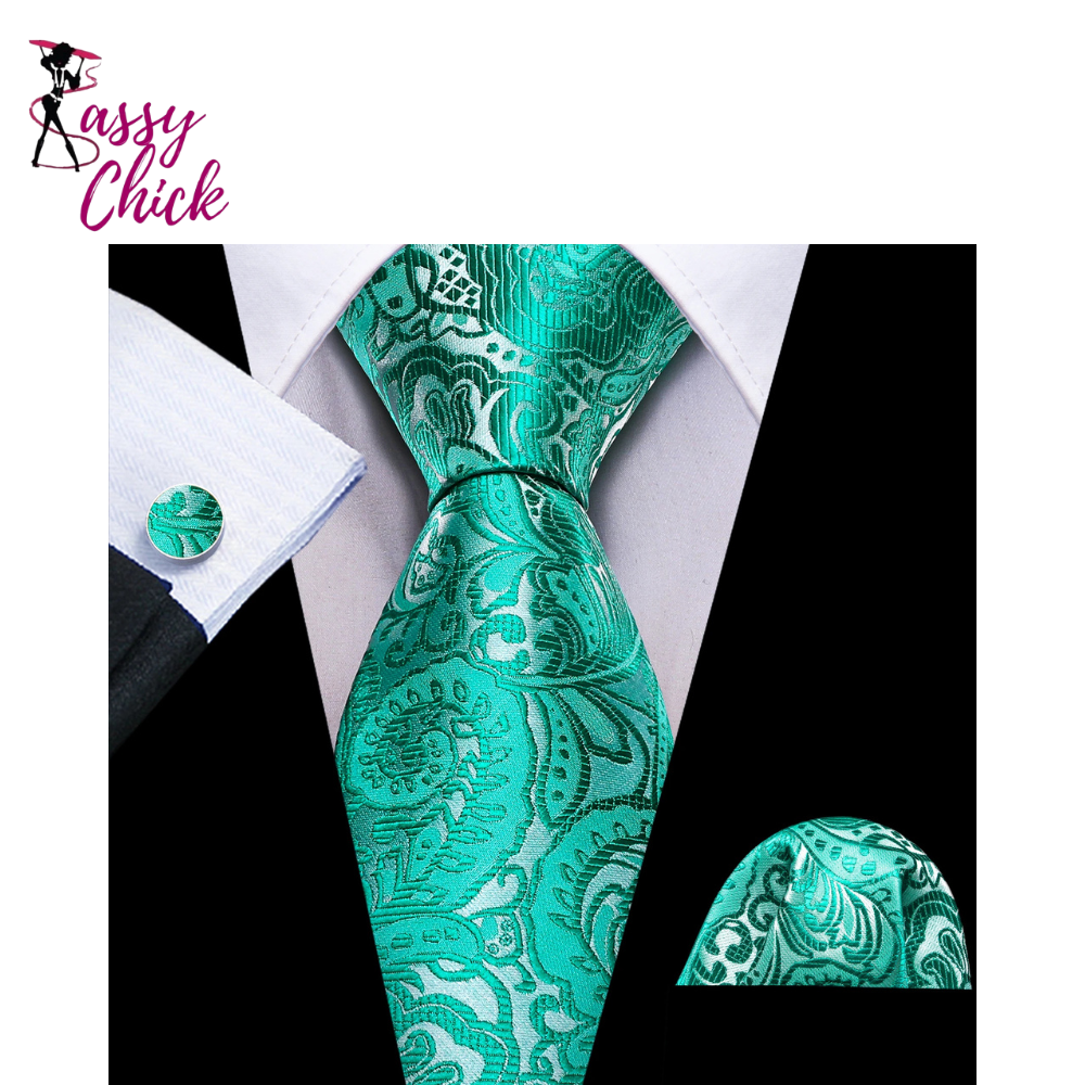 Solid Paisley Silk Tie Sassy Chick Logo
