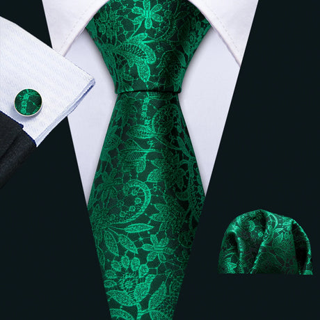 Green Floral Silk Tie