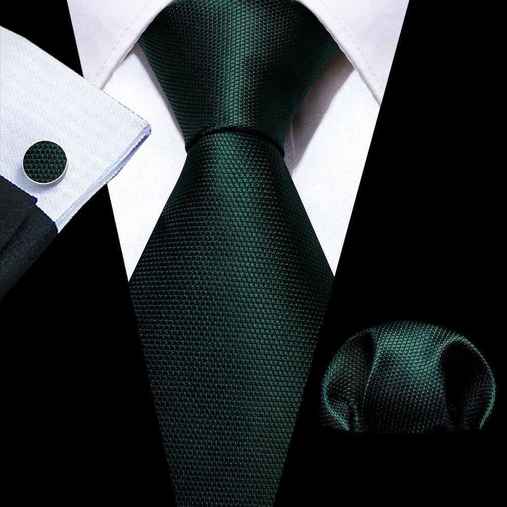 Dark green Solid Paisley Silk Tie