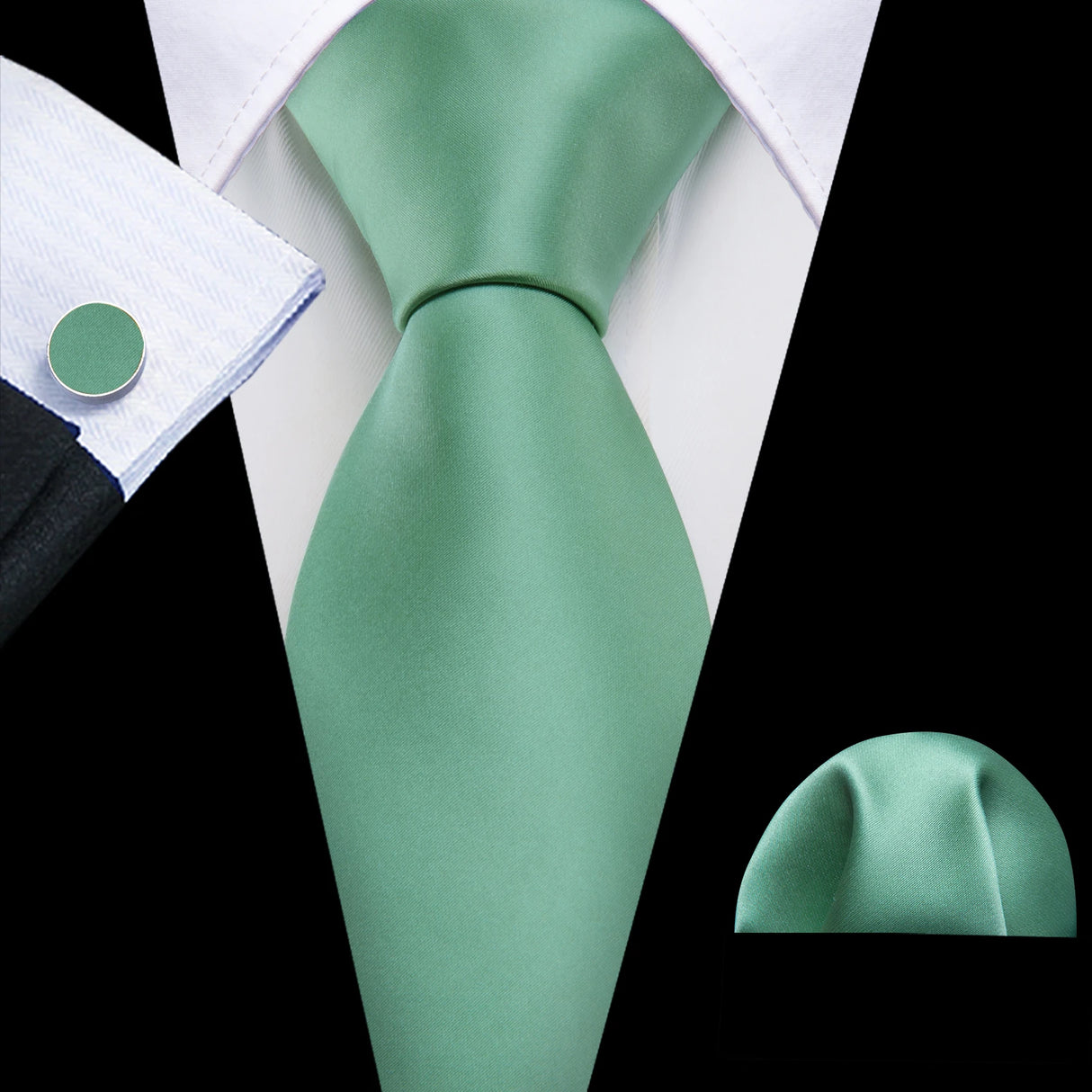 Green Solid Paisley Silk Tie