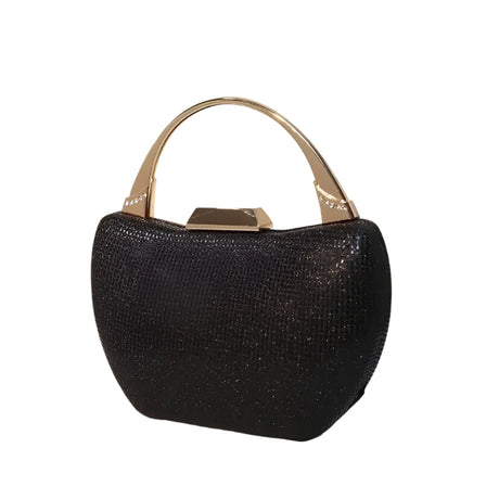 Black Sparkly Rhinestone Sequin Handle Handbag