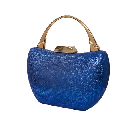 Blue Sparkly Rhinestone Sequin Handle Handbag