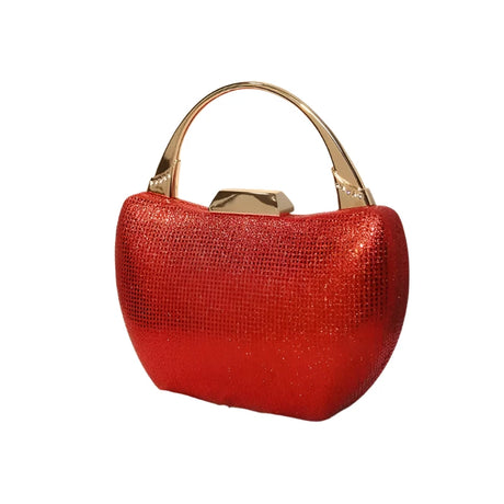 Red Sparkly Rhinestone Sequin Handle Handbag