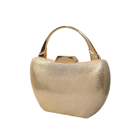 Gold Sparkly Rhinestone Sequin Handle Handbag
