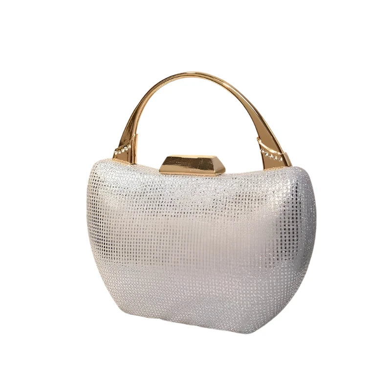 Silver Sparkly Rhinestone Sequin Handle Handbag