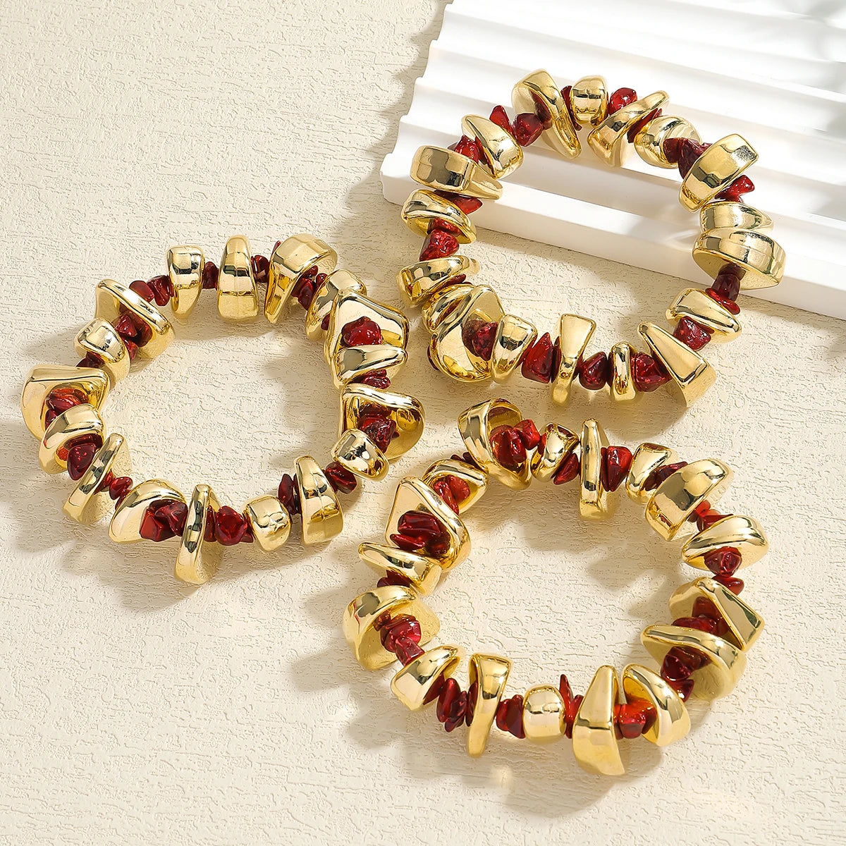 Collection of Splicing Acrylic Stone Elastic Necklace Bracelet Set