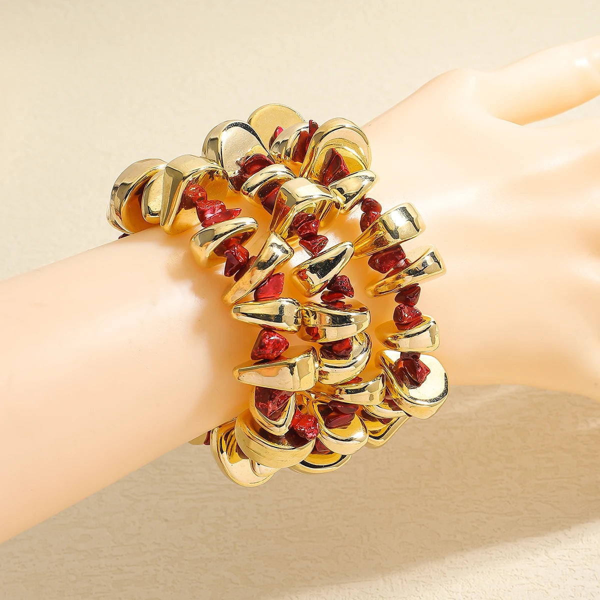 Splicing Acrylic Stone Elastic Necklace Bracelet Set