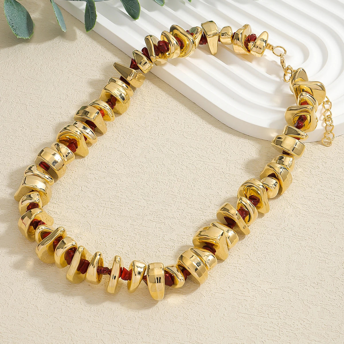 Splicing Acrylic Stone Elastic Necklace Bracelet Set