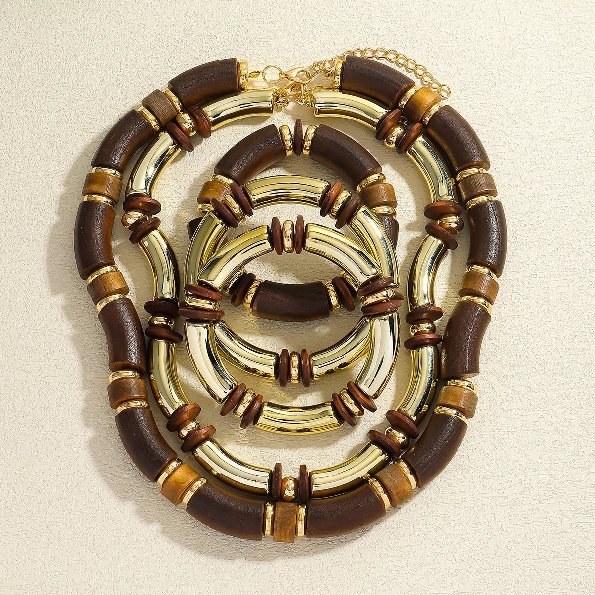 Splicing Acrylic Stone Elastic Necklace Bracelet Set