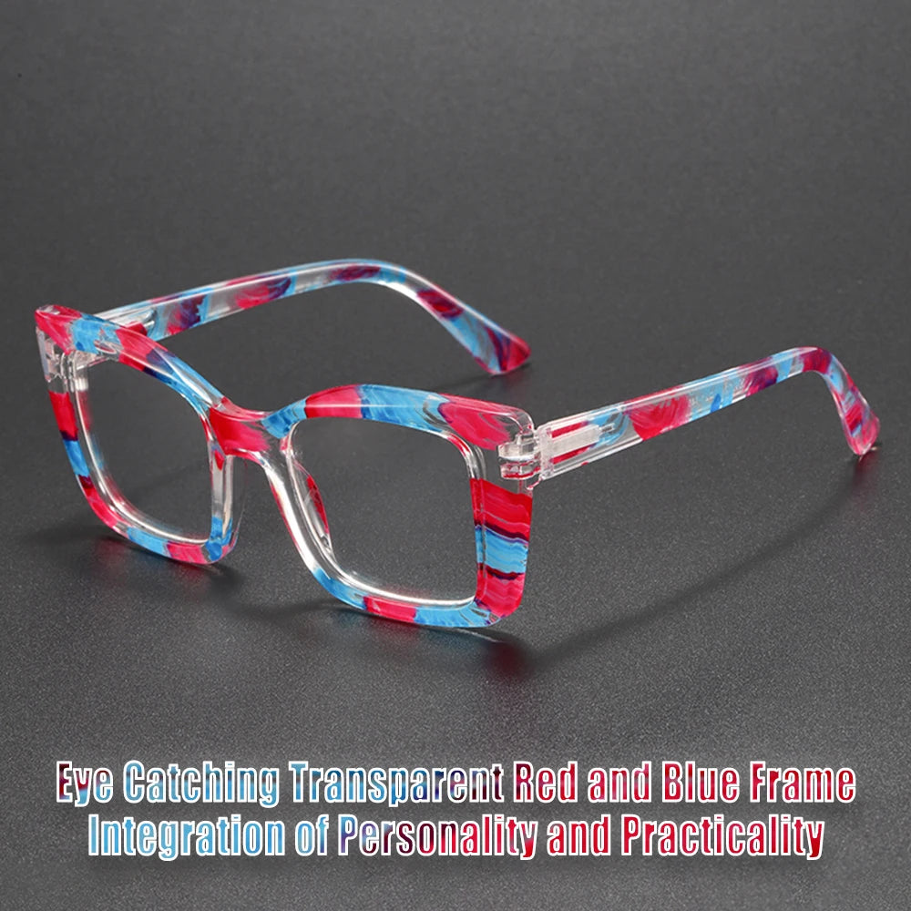 Square Butterfly Coarse-Frame w/ Contrasting Design Reading Glasses