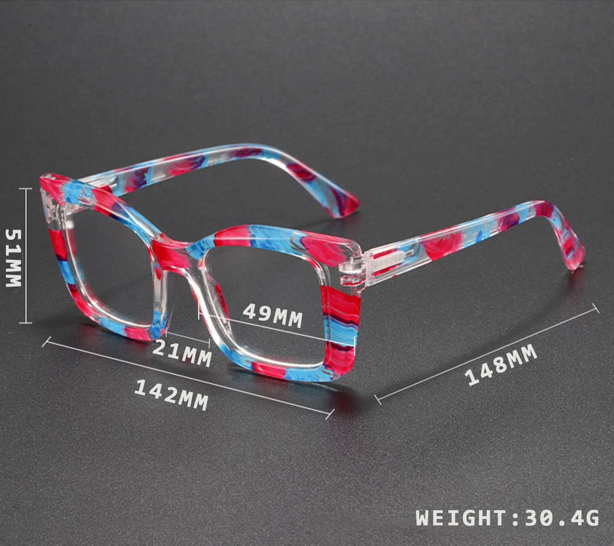 Size of Square Butterfly Coarse-Frame w/ Contrasting Design Reading Glasses