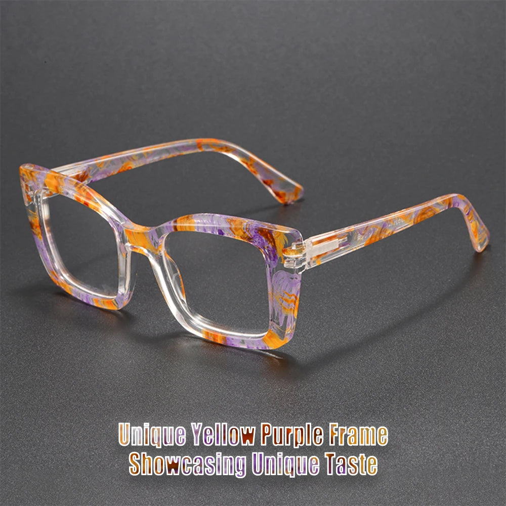 Gold Square Butterfly Coarse-Frame w/ Contrasting Design Reading Glasses