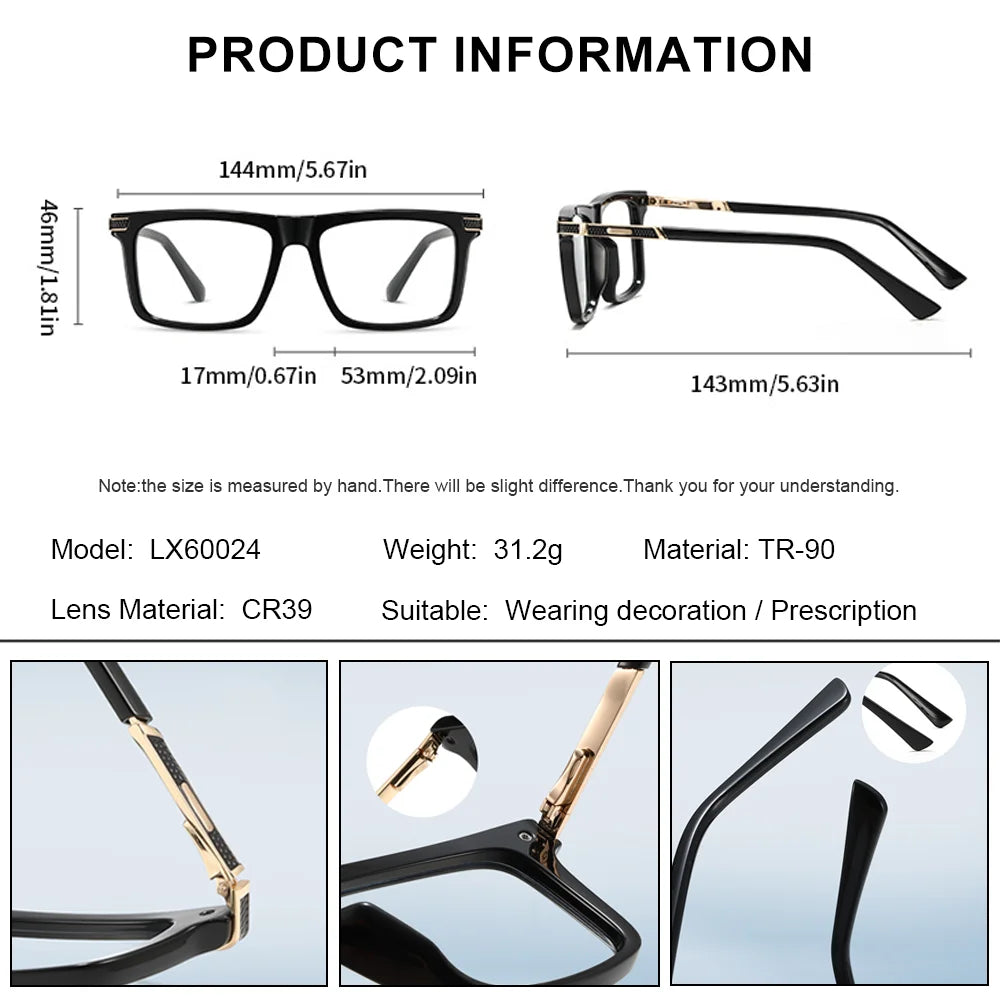 details of Square Frame Myopia Blue Light Blocking Reading Glasses