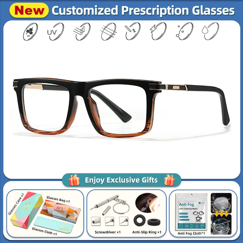 Square Frame Myopia Blue Light Blocking Reading Glasses