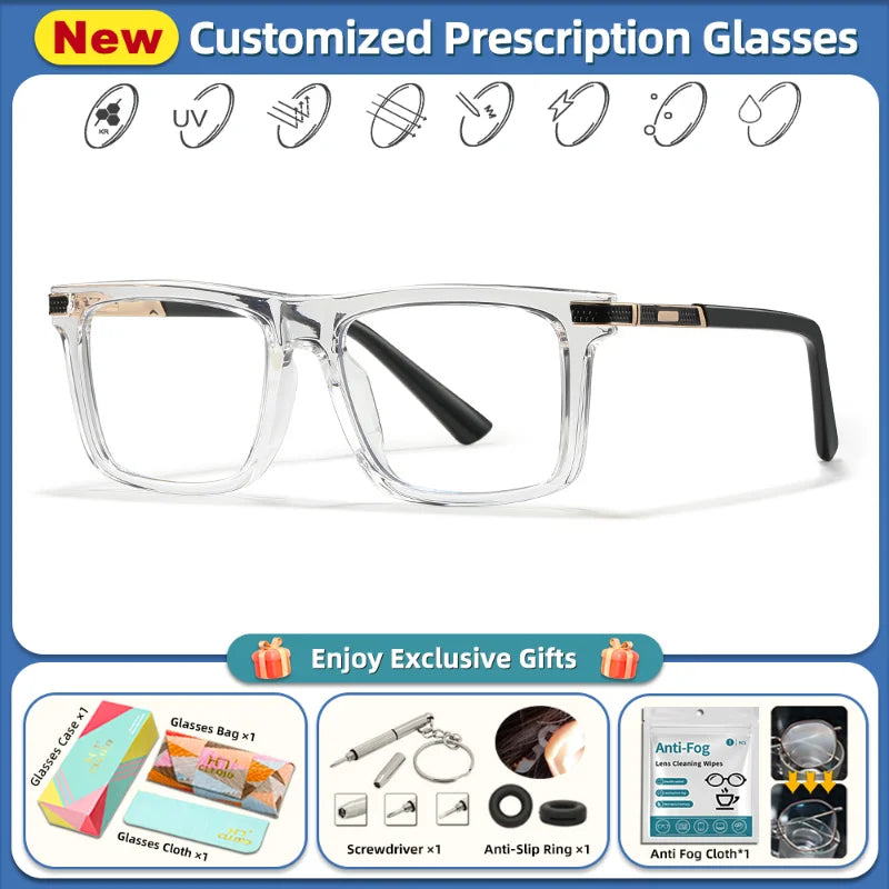 Square Frame Myopia Blue Light Blocking Reading Glasses