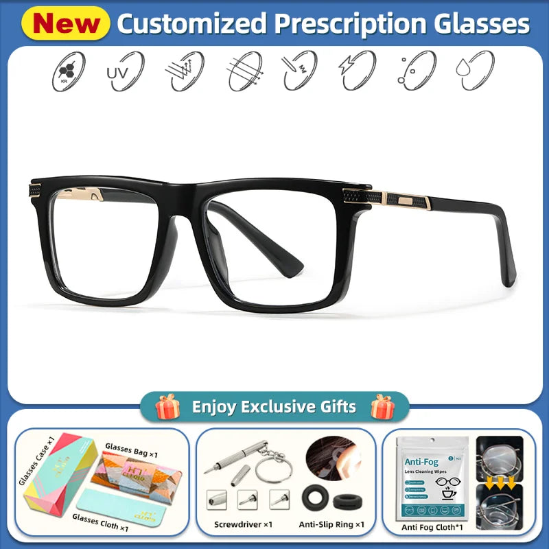 Square Frame Myopia Blue Light Blocking Reading Glasses